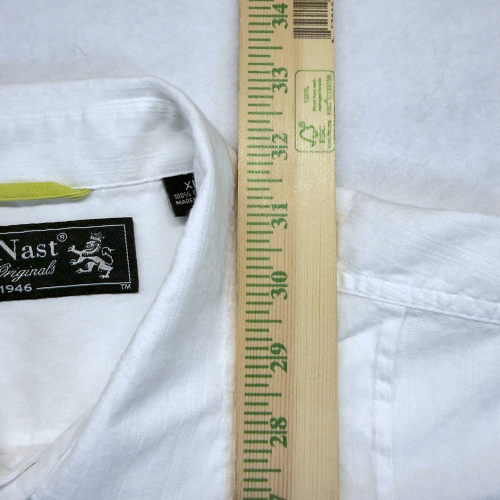 Nat Nast Dress Shirt Mens XL White Geometric Cotton Long Sleeve Luxury Originals - Picture 6 of 9